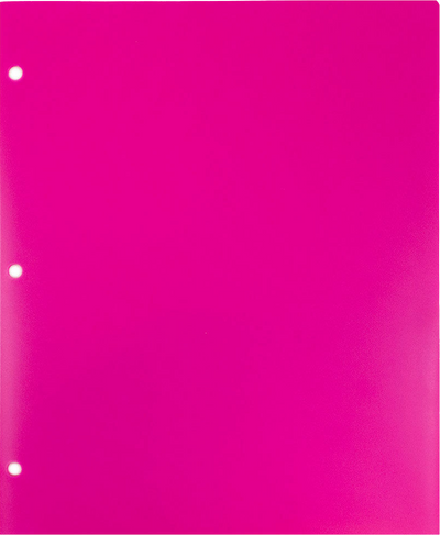 Fuchsia 9 x 12 Plastic 3 Hole Punched Duty Folders