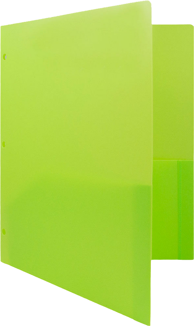 Lime Green 9 x 12 Plastic 3 Hole Punched Duty Folders