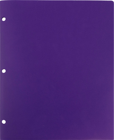 Purple 9 x 12 Plastic 3 Hole Punched Duty Folders