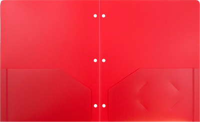 Red 9 x 12 Plastic 3 Hole Punched Duty Folders