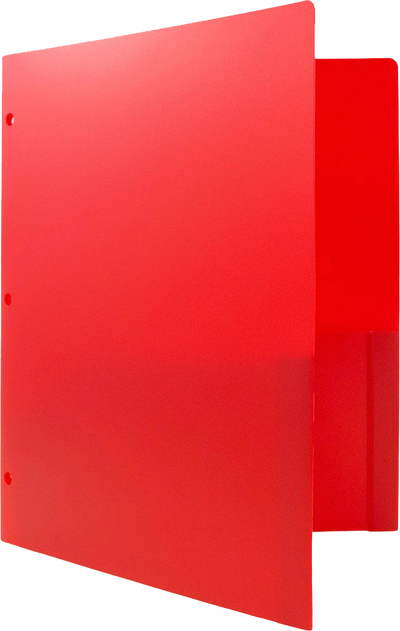 Red 9 x 12 Plastic 3 Hole Punched Duty Folders