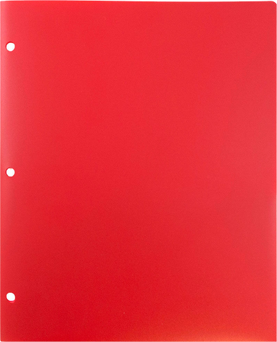 Red 9 x 12 Plastic 3 Hole Punched Duty Folders