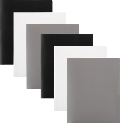 Assorted Business 9 x 12 Plastic Pop Folders - 6 Pack