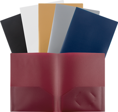 9 x 12 Plastic Pop Folders - 6 Pack - Assorted Professional