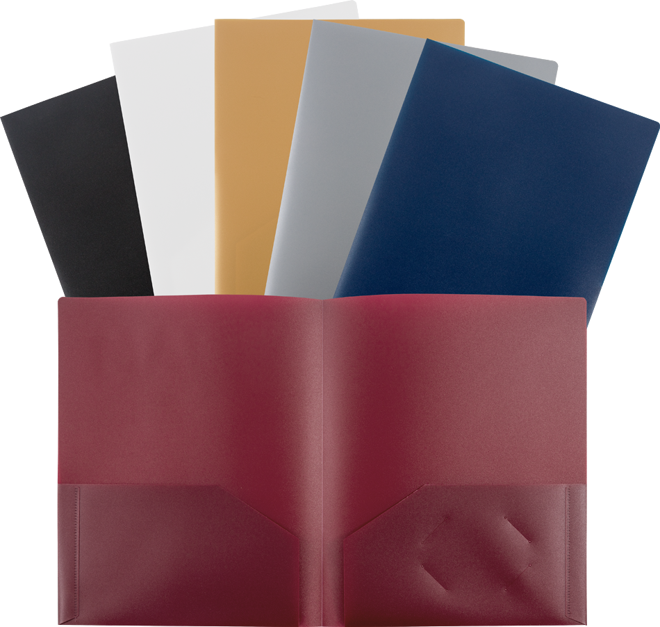 9 x 12 Plastic Pop Folders - 6 Pack - Assorted Professional