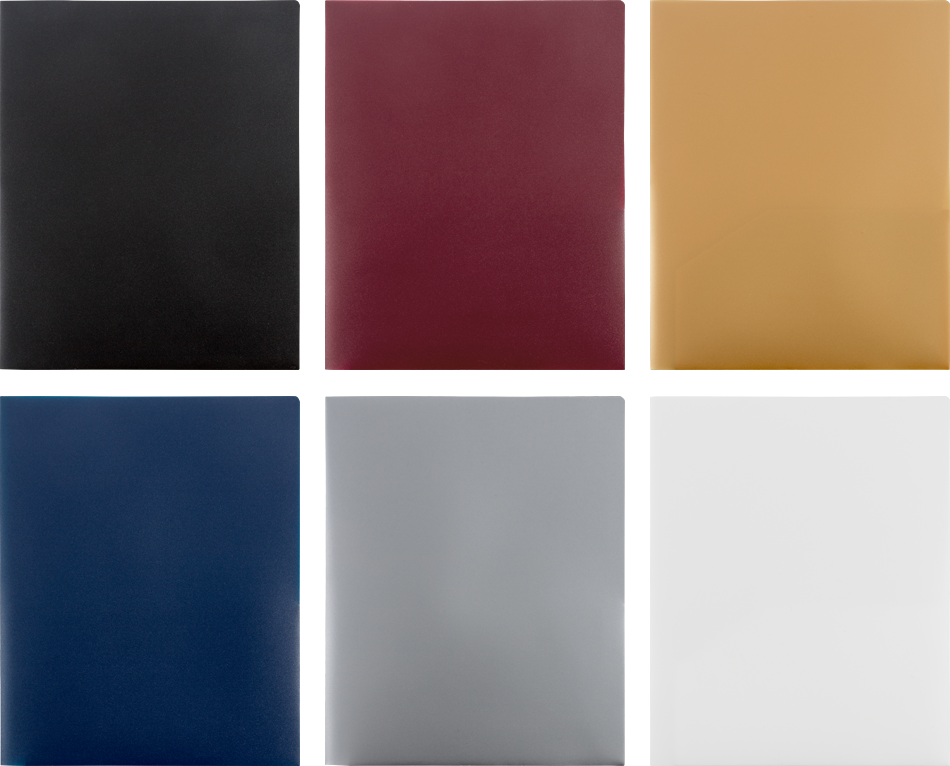 9 x 12 Plastic Pop Folders - 6 Pack - Assorted Professional