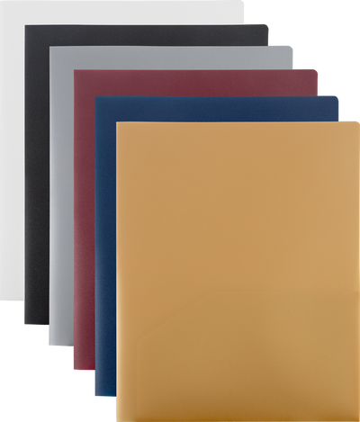 9 x 12 Plastic Pop Folders - 6 Pack - Assorted Professional