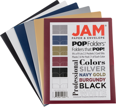 9 x 12 Plastic Pop Folders - 6 Pack - Assorted Professional