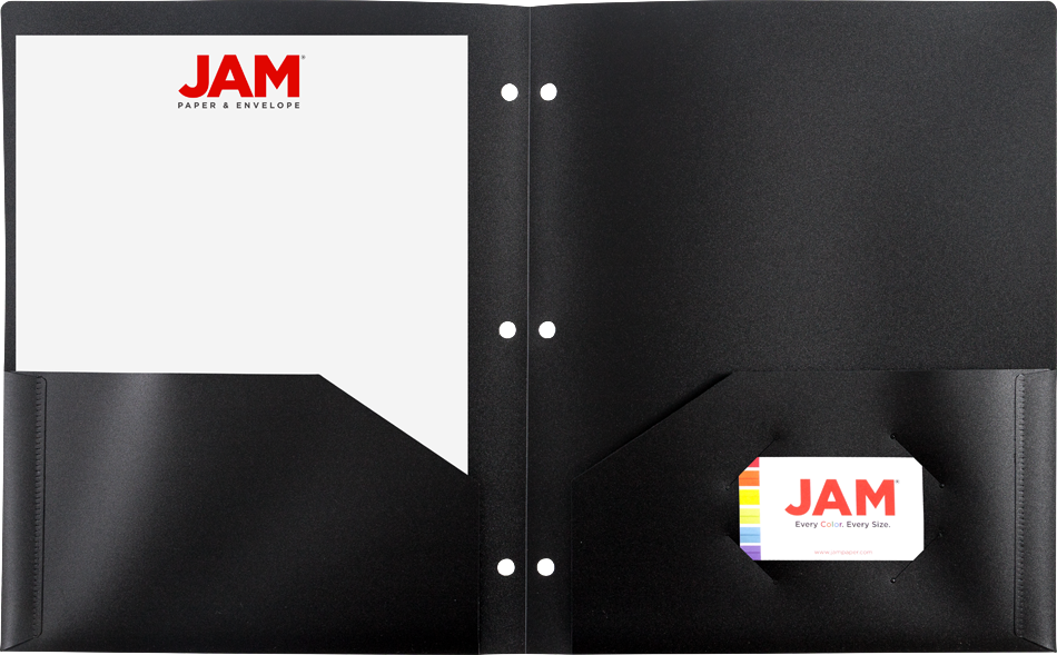 9 x 12 Plastic Heavy Duty 3 Hole Punch Folders - 6 Pack - Assorted Professional