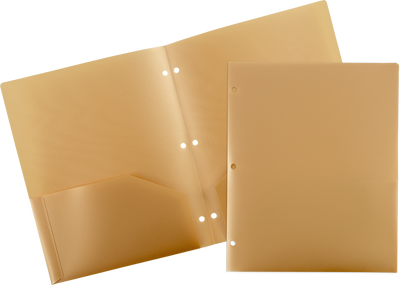 9 x 12 Plastic Heavy Duty 3 Hole Punch Folders - 6 Pack - Assorted Professional