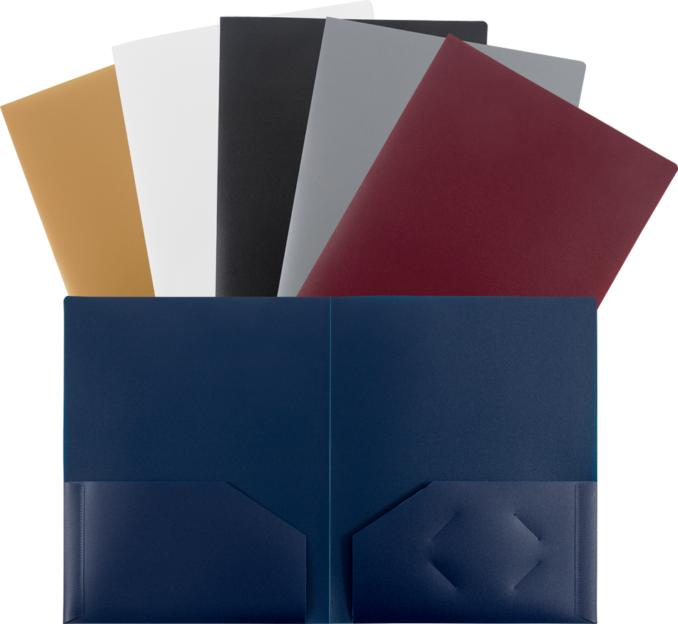 9 x 12 Plastic Heavy Duty Folders - 6 Pack - Assorted Professional