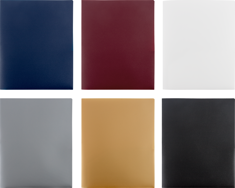 9 x 12 Plastic Heavy Duty Folders - 6 Pack - Assorted Professional