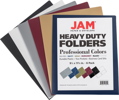9 x 12 Plastic Heavy Duty Folders - 6 Pack - Assorted Professional