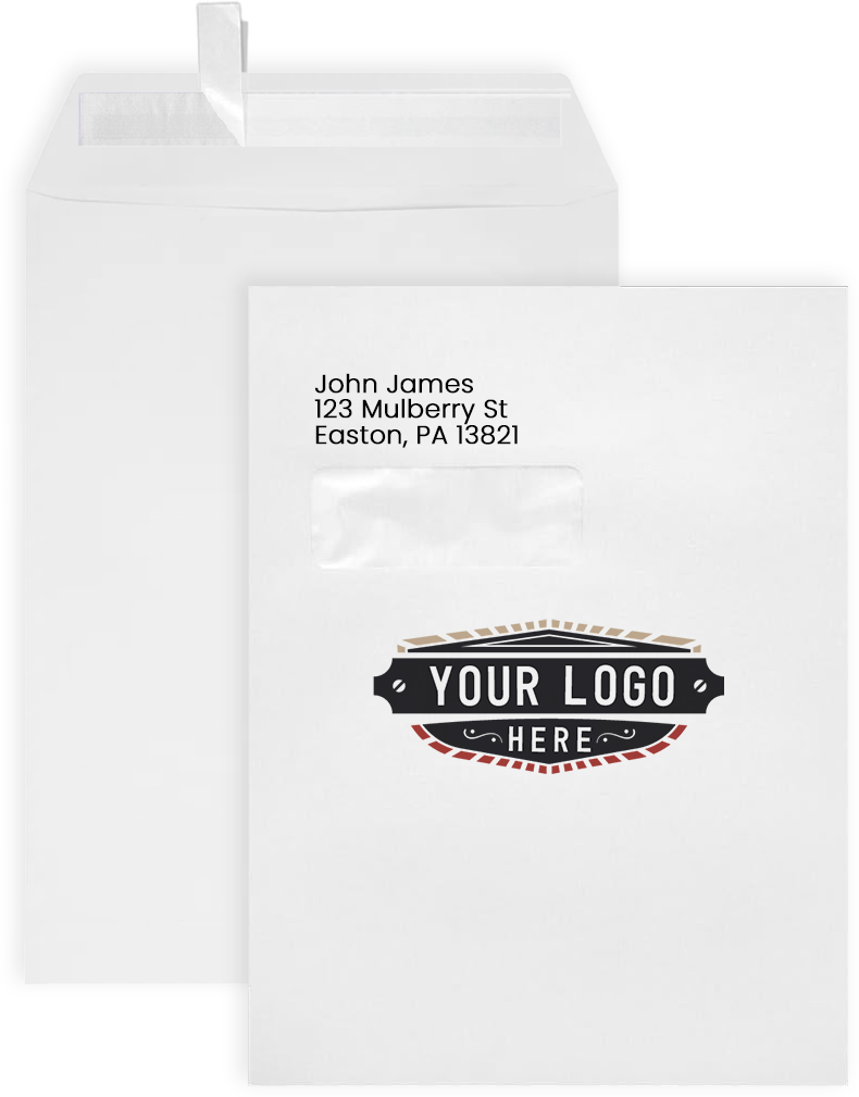 9 x 12 Open End Window Envelopes with Peel & Seal - White 28lb