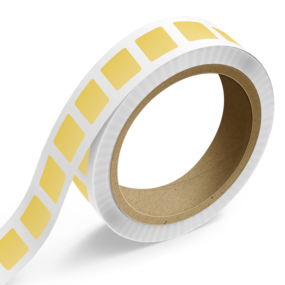 Matte Gold Foil 1 1/2 x 1 1/2 Inch Roll of Square Labels - Durable
