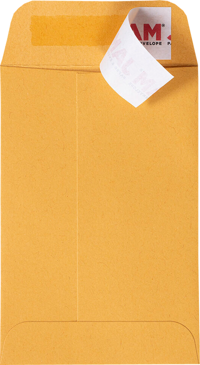 Brown Kraft 28lb #4 Coin Envelopes (3 x 4 1/2) with Peel & Seal