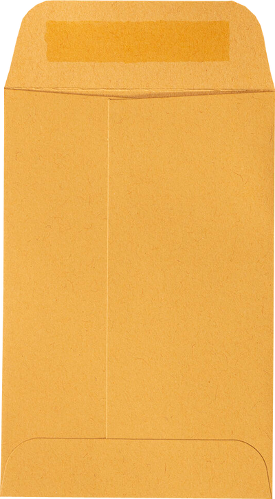 Brown Kraft 28lb #4 Coin Envelopes (3 x 4 1/2) with Peel & Seal
