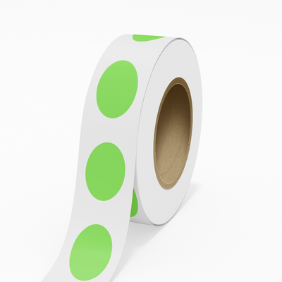Neon Green 1 1/2 x 2 1/2 Inch Roll of Oval Labels - Bright Adhesive