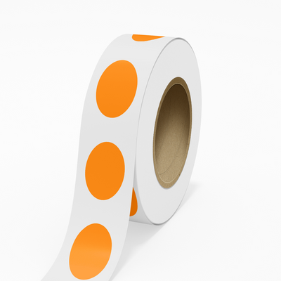 Neon Orange 1 1/2 x 2 1/2 Inch Roll of Oval Labels - Bright Adhesive