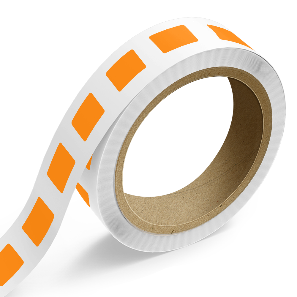 Neon Orange 1 1/2 x 2 1/4 Inch Roll of Rectangle Labels - Bright Adhesive