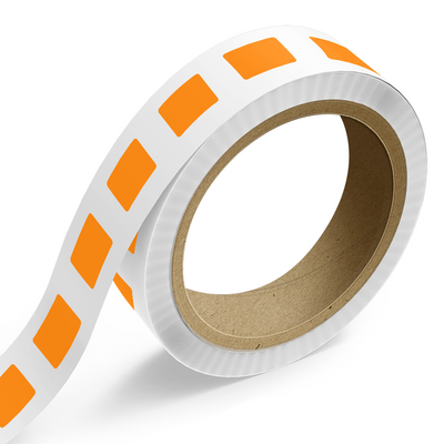 Neon Orange 1 1/2 x 2 1/4 Inch Roll of Rectangle Labels - Bright Adhesive