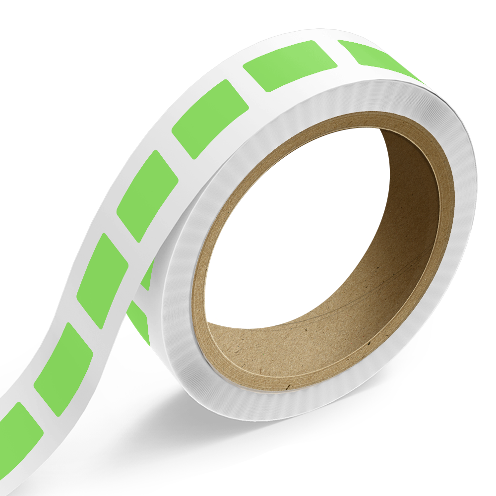 Neon Green 1 1/2 x 2 3/4 Inch Roll of Rectangle Labels - Bright Adhesive