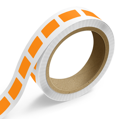 Neon Orange 1 1/2 x 2 3/4 Inch Roll of Rectangle Labels - Bright Adhesive