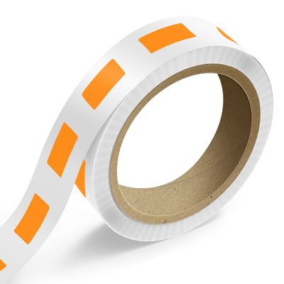 Neon Orange 1 1/2 x 3 1/2 Inch Roll of Rectangle Labels - Bright Adhesive