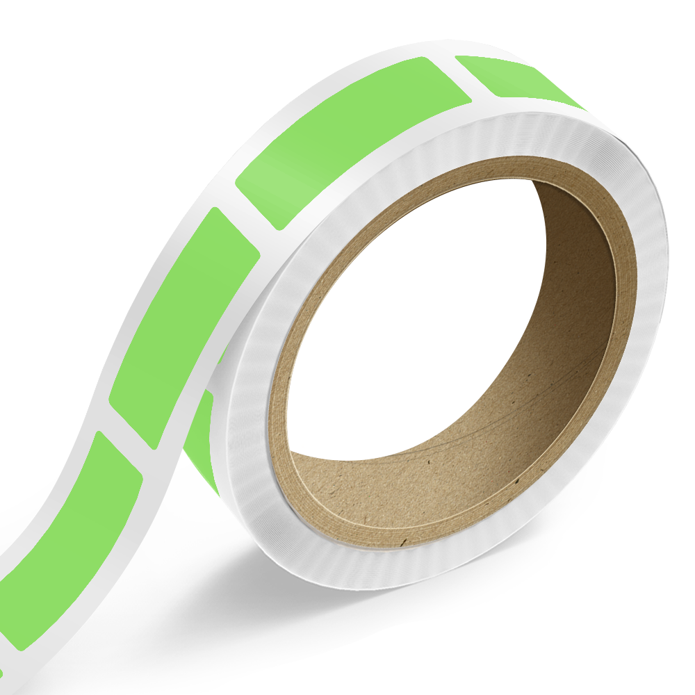 Neon Green 1 1/2 x 5 Inch Roll of Rectangle Labels - Bright Adhesive