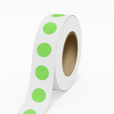 Neon Green 1 1/2 Inch Roll of Circular Round Labels - Bright Adhesive