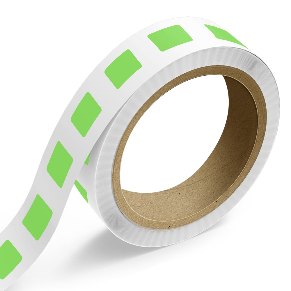 Neon Green 1 1/4 x 1 3/4 Inch Roll of Rectangle Labels - Bright Adhesive