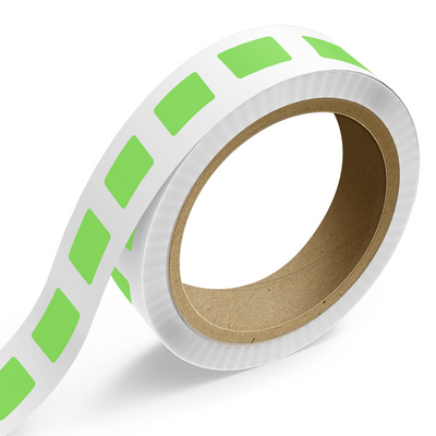 Neon Green 1 1/4 x 2 Inch Roll of Rectangle Labels - Bright Adhesive