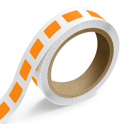 Neon Orange 1 1/4 x 2 Inch Roll of Rectangle Labels - Bright Adhesive