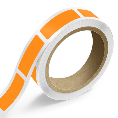 Neon Orange 1 1/4 x 3 1/2 Inch Roll of Rectangle Labels - Bright Adhesive