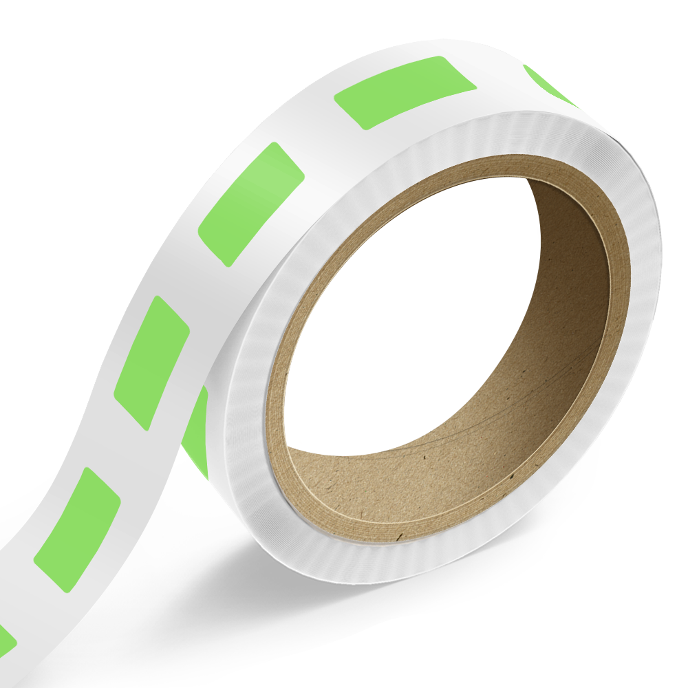 Neon Green 1 1/4 x 3 Inch Roll of Rectangle Labels - Bright Adhesive