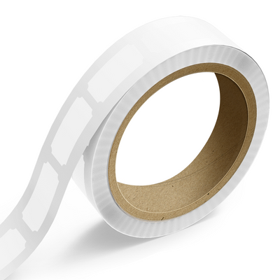 Clear 1 1/4 x 3 Inch Roll of Rectangle Labels - Tear Resistant with High Gloss Film Layer and Indented Corners