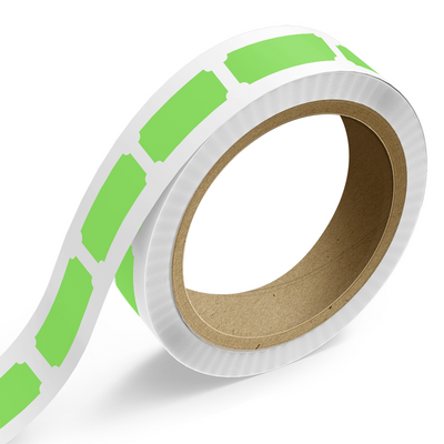 Neon Green 1 1/4 x 3 Inch Roll of Rectangle Labels - Bright Adhesive with Indented Corners