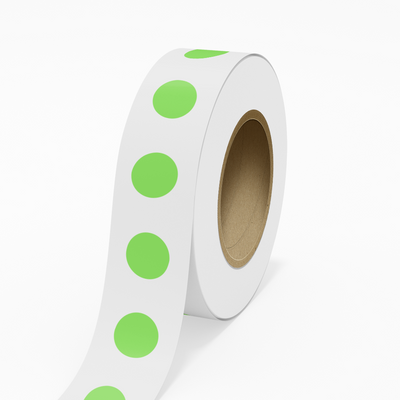 Neon Green 1 1/4 Inch Roll of Circular Round Labels - Bright Adhesive