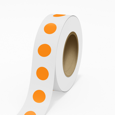 Neon Orange 1 1/4 Inch Roll of Circular Round Labels - Bright Adhesive
