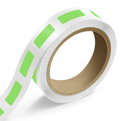 Neon Green 1 1/8 x 3 1/8 Inch Roll of Rectangle Labels - Bright Adhesive