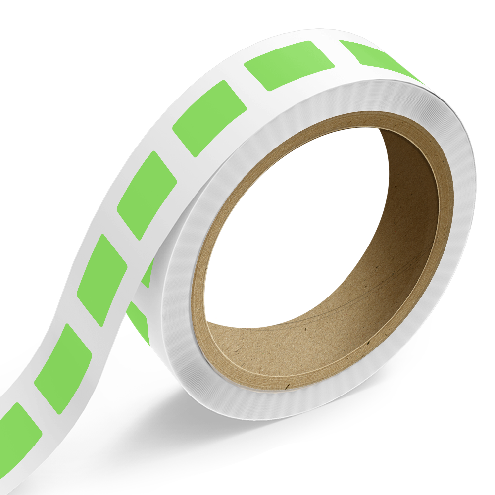 Neon Green 1 3/4 x 3 Inch Roll of Rectangle Labels - Bright Adhesive