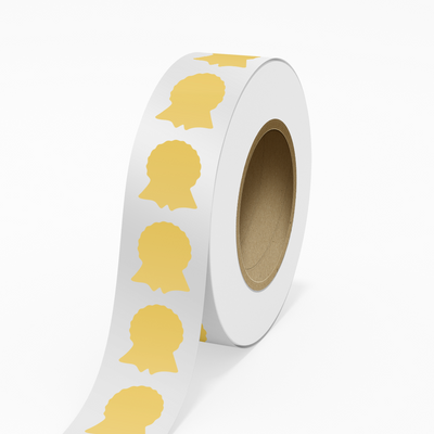 Gold Foil 1 5/8 x 2 Inch Roll of Ribbon Shaped Labels - Prize Support Awareness Durable with Metallic Finish