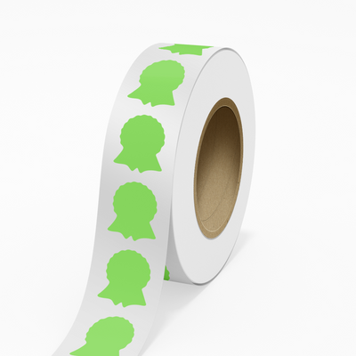 Neon Green 1 5/8 x 2 Inch Roll of Ribbon Shaped Labels - Prize Support Awareness Bright Adhesive