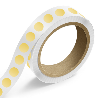 Matte Gold Foil 1 7/8 Inch Roll of Burst Shaped Labels - Sales Certificate Durable
