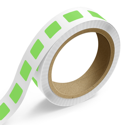 Neon Green 1 x 1 1/2 Inch Roll of Rectangle Labels - Bright Adhesive