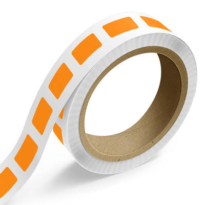 Neon Orange 1 x 1 3/4 Inch Roll of Rectangle Labels - Bright Adhesive