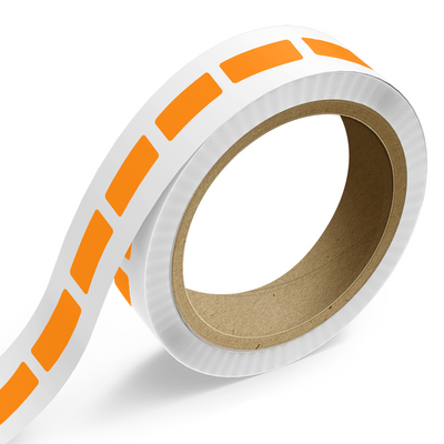 Neon Orange 1 x 2 5/8 Inch Roll of Rectangle Labels - Bright Adhesive