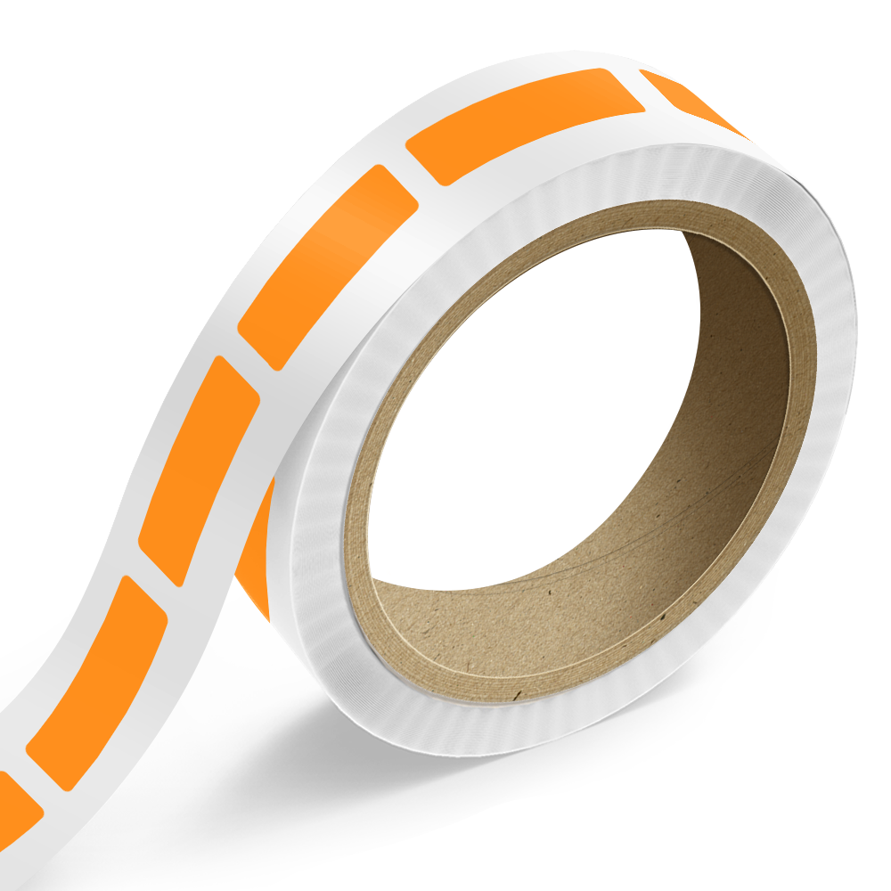 Neon Orange 1 x 3 1/2 Inch Roll of Rectangle Labels - Bright Adhesive