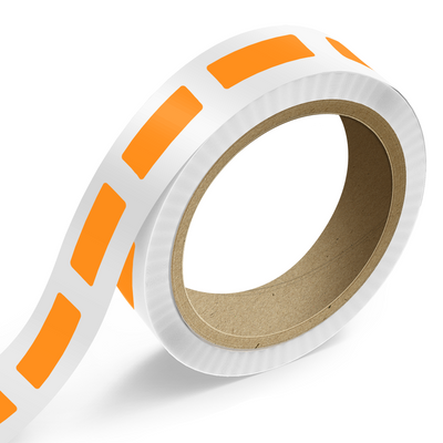 Neon Orange 1 x 3 Inch Roll of Rectangle Labels - Bright Adhesive