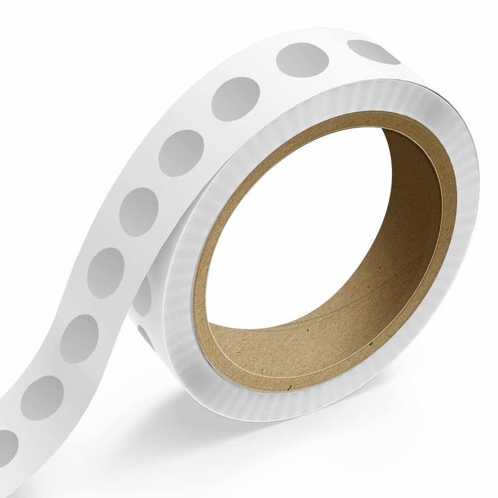 Silver 1 Inch Roll of Circular Round Outdoor Labels - Weather Resistant